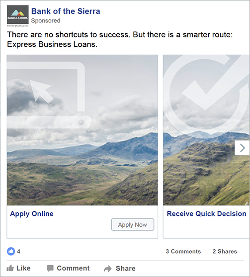 example of a Facebook carousel ad